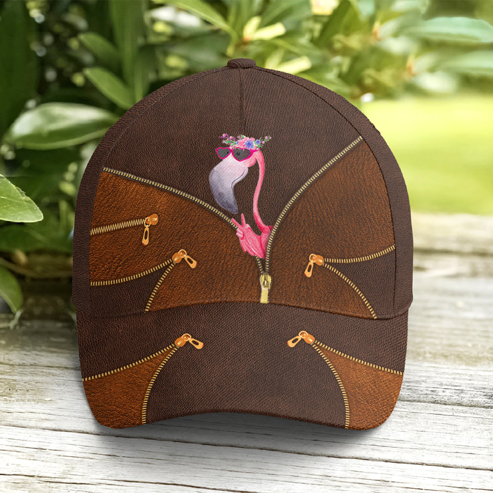 Funny Flamingo Leather Style Baseball Cap Lasfour CO0797