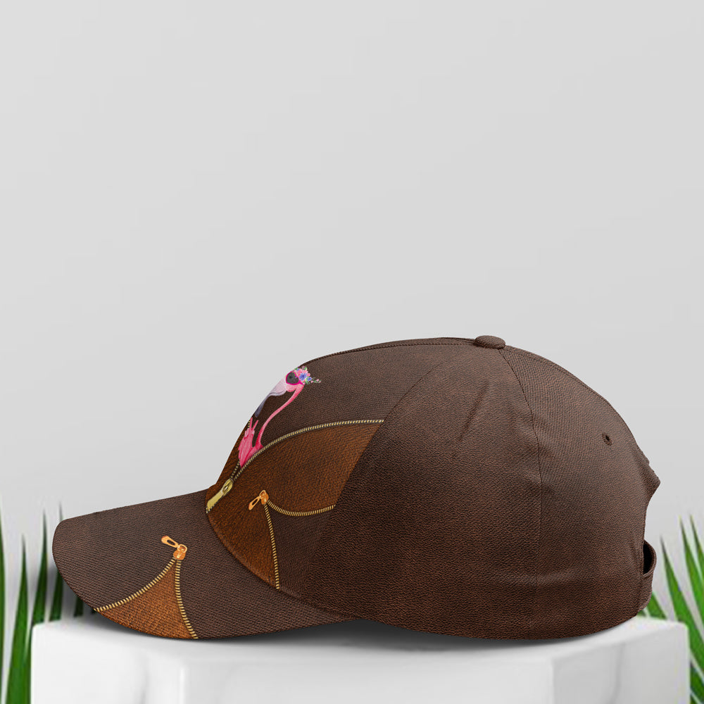 Funny Flamingo Leather Style Baseball Cap Lasfour CO0797