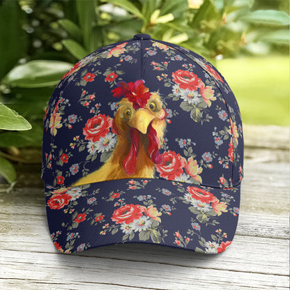 Floral Funny Rooster Baseball Cap Lasfour CO0880