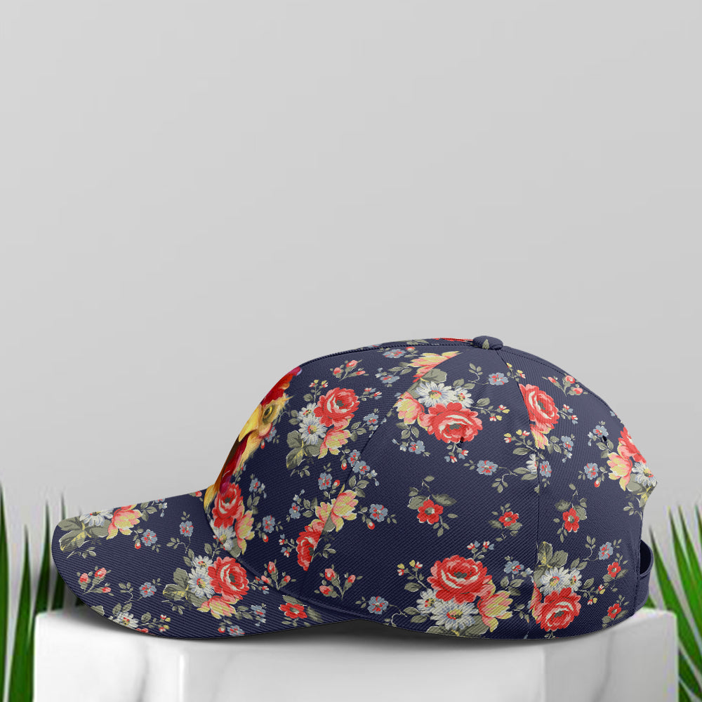 Floral Funny Rooster Baseball Cap Lasfour CO0880