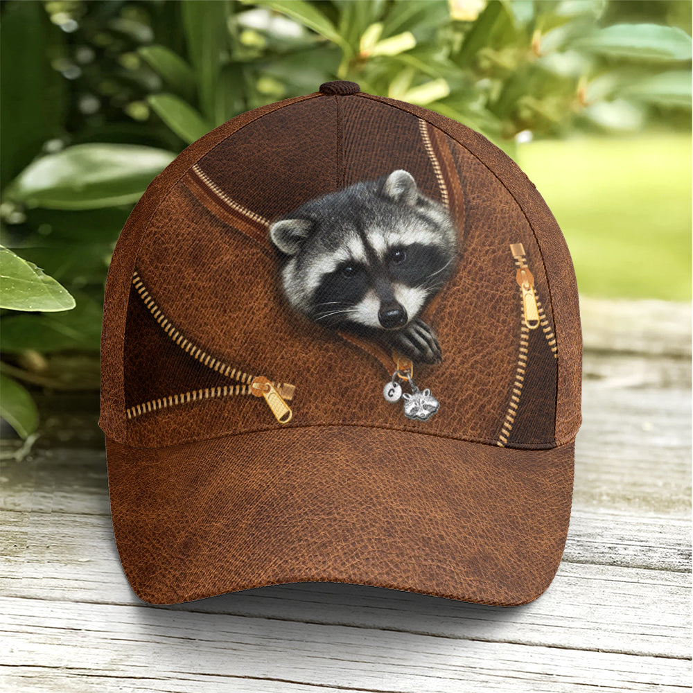 Lovely Funny Racoon Leather Style Baseball Cap Lasfour CO0783