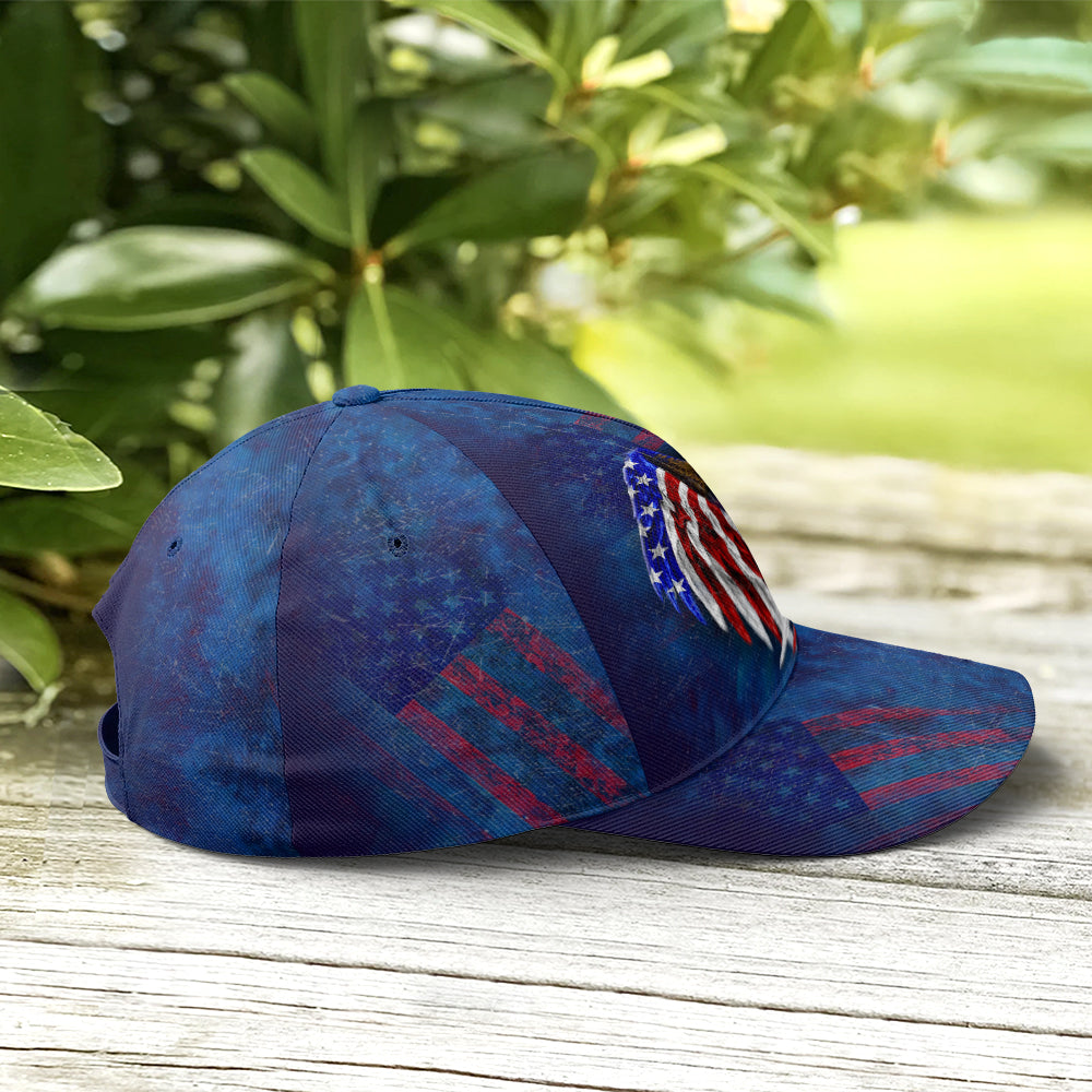 American Flag Eagle Wings Blue Baseball Cap Lasfour CO0972