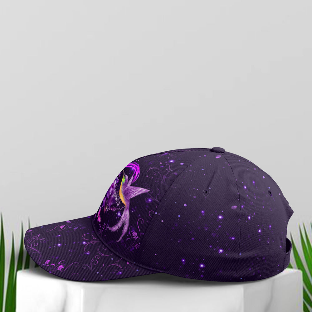 Purple Floral Couple Hummingbird Baseball Cap Lasfour CO0952