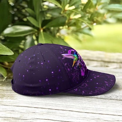 Purple Floral Couple Hummingbird Baseball Cap Lasfour CO0952