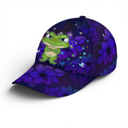 Frogs Floral Pattern Purple Baseball Cap Lasfour CO0900