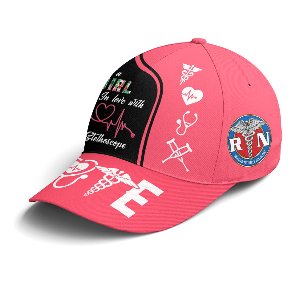 Just A Girl In Love With Her Stethoscope Baseball Cap Lasfour CO0764