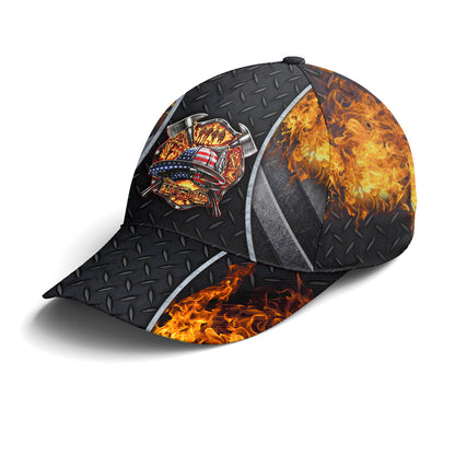 Firefighter Logo Metallic Baseball Cap Lasfour CO0786