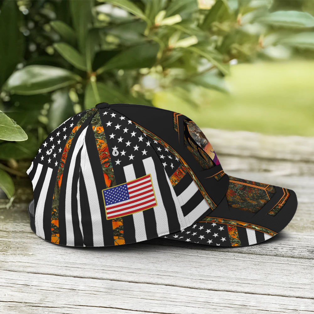 Hunting Orange Camouflage US Flag Baseball Cap Lasfour CO0766