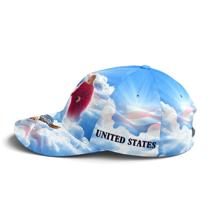 One Nation Under God Baseball Cap For Jesus Lovers Drawing Vector Style Blue Lasfour CO0977