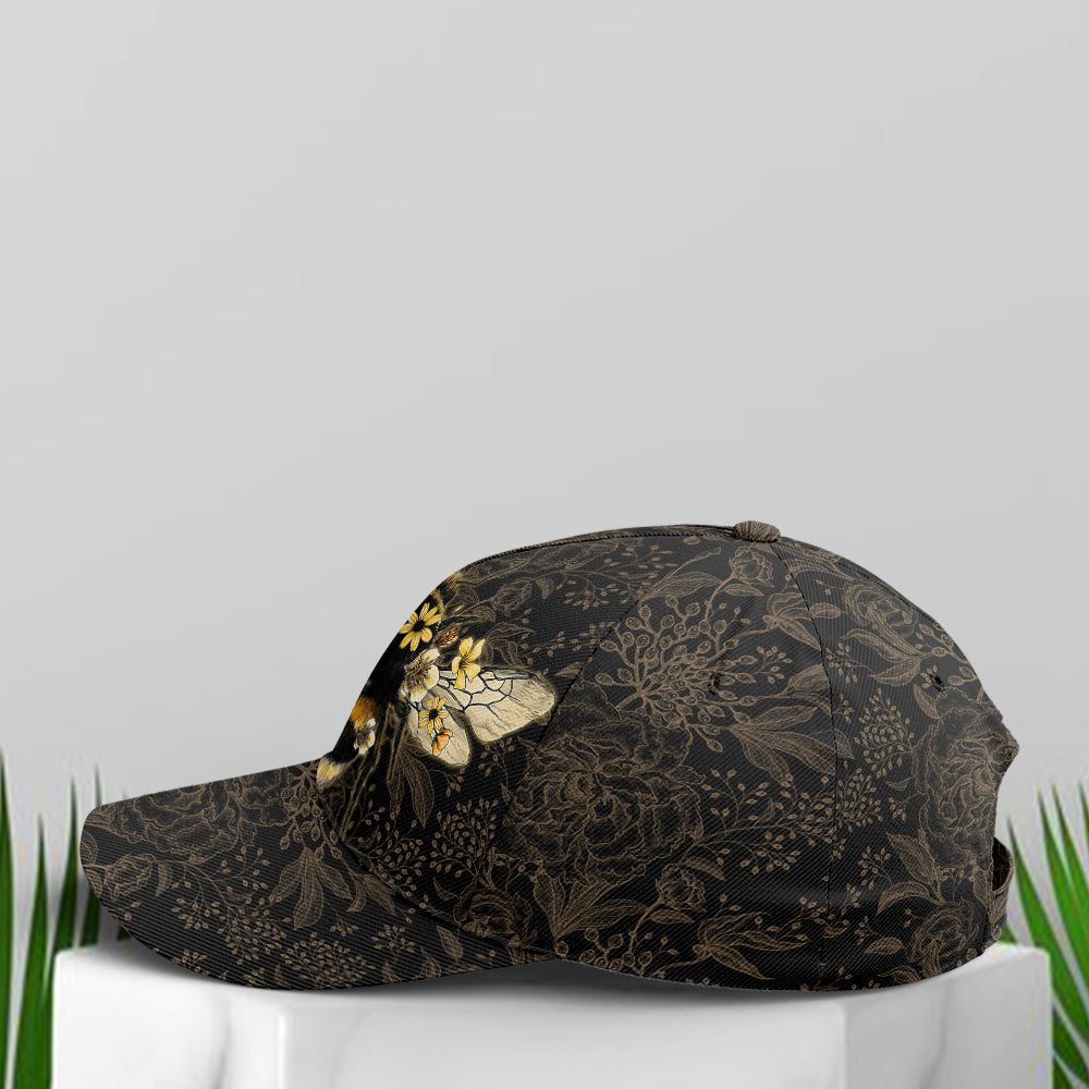 Bee Floral Pattern Baseball Cap Lasfour CO0684