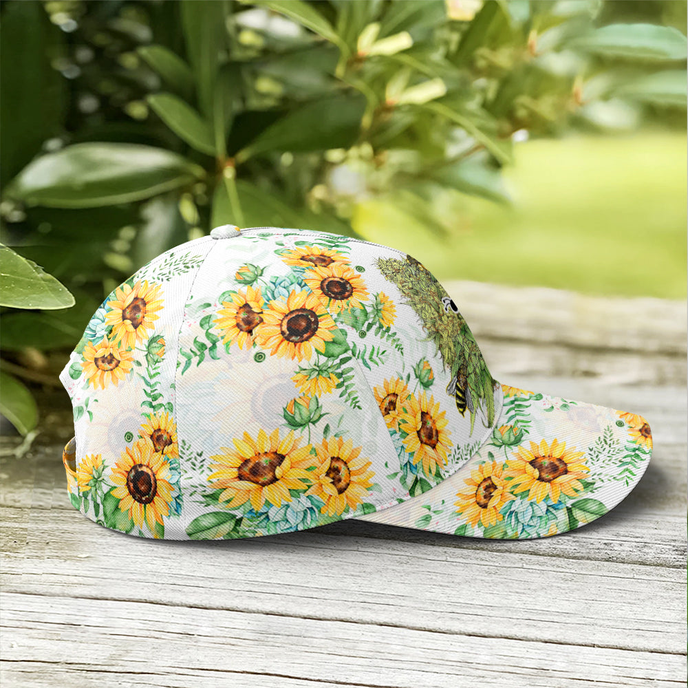 Bee happy Sunflower Pattern Baseball Cap Lasfour CO0698