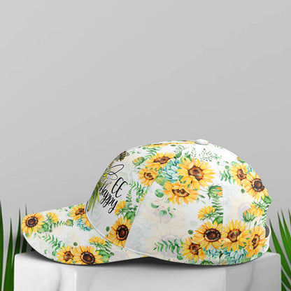 Bee happy Sunflower Pattern Baseball Cap Lasfour CO0698