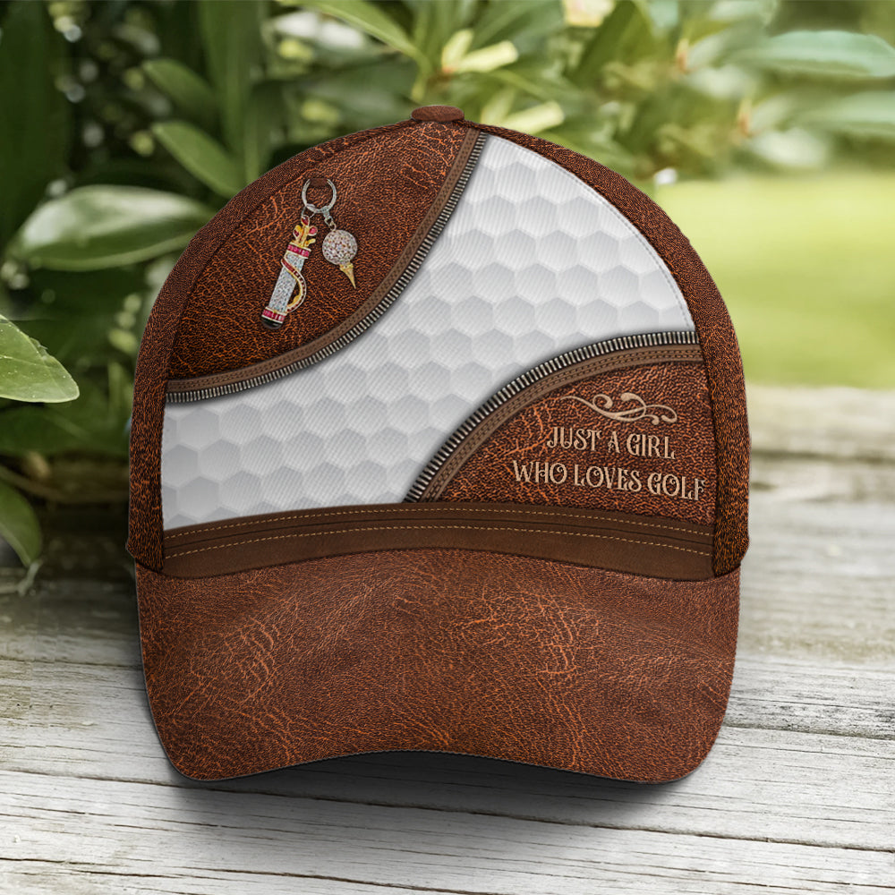 Just A Girl Who Loves Golf Leather Style Baseball Cap Lasfour CO0858