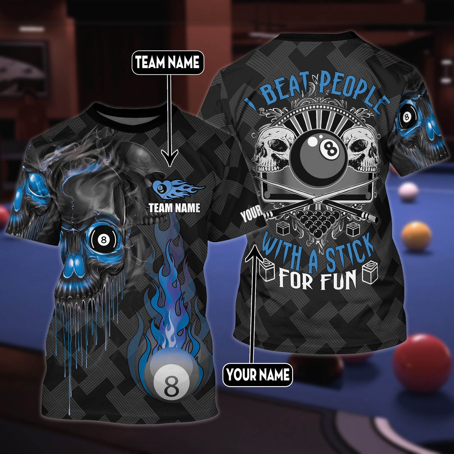 Lasfour Cue Billiards 8 Ball Expert Personalized 3D Shirt BIA0008