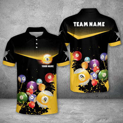 Lasfour Billiards 9 Ball Abstract Grunge Texture Personalized Name 3D Shirt BIA0076