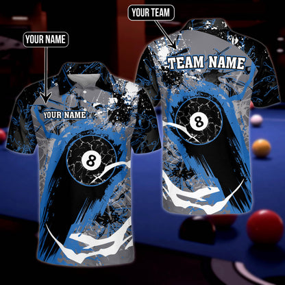 Lasfour Billiard 8 Ball Stains Personalized Name 3D Shirt (Multi Color Options) BIA0430