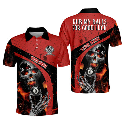 Lasfour Personalized Billiard Ball 8 Skull Team Name Player Polo Shirt BIA0693