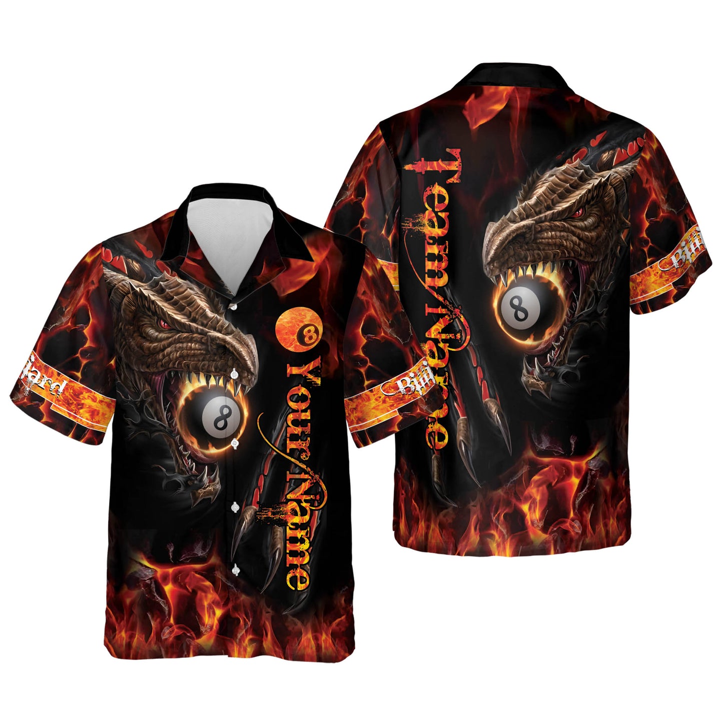 Lasfour Billiards Fire Dragon Customized Name 3D Shirt BIA0785