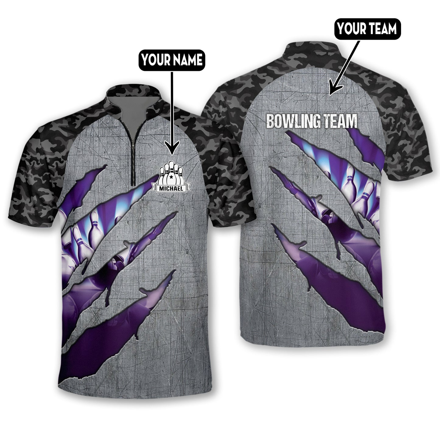 Custom Camo Bowling Polo Shirts For Team BO0069