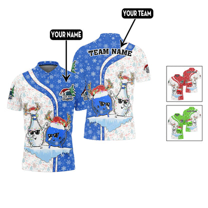 Custom Christmas Bowling Polo Shirts For Team BO0071