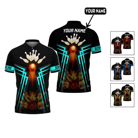 Custom Flame Bowling Polo Shirts Unisex BO0077