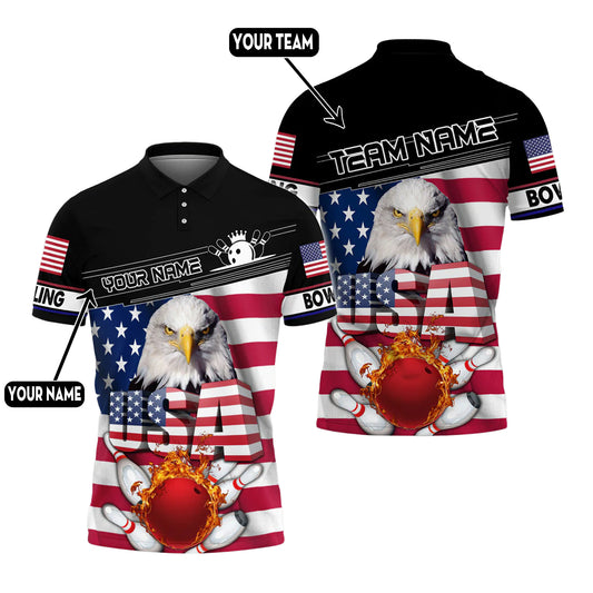 Custom Patriotic Bowling Polo Team Shirts BO0087