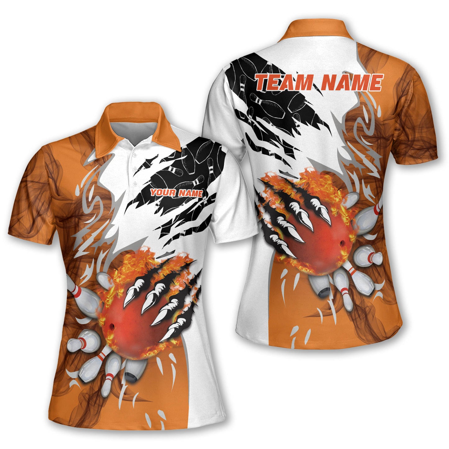 Custom Flame Bowling Polo Team Shirts BO0094