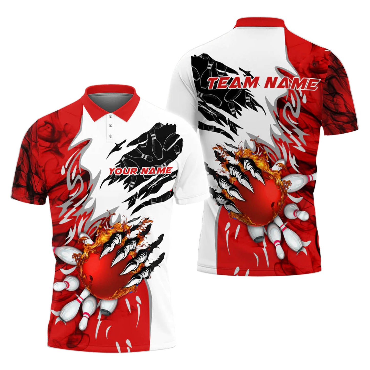 Custom Flame Bowling Polo Team Shirts BO0094