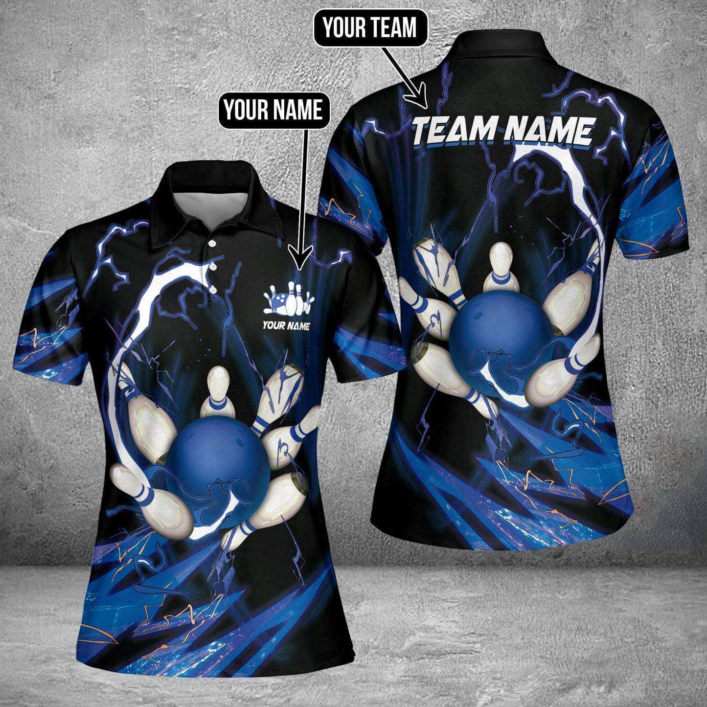 Custom Flame Bowling Polo Team Shirts BO0096
