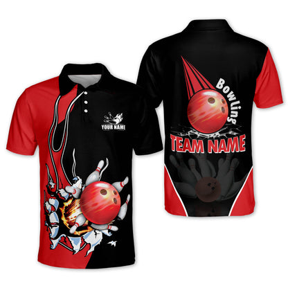 Custom Flame Bowling Polo Team Shirts BO0106