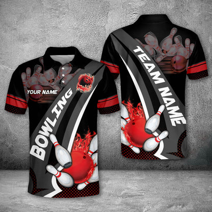 Custom Flame Bowling Polo Team Shirts BO0107