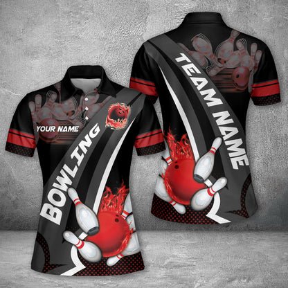 Custom Flame Bowling Polo Team Shirts BO0107