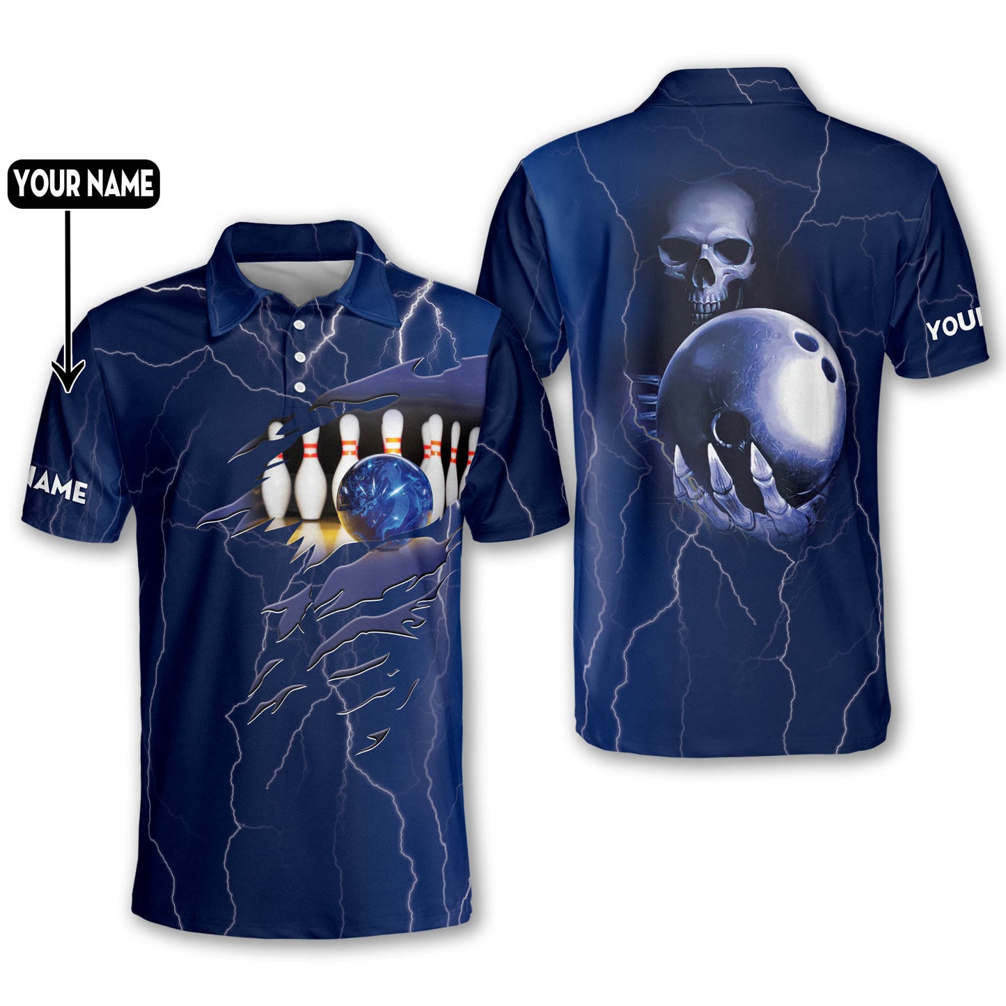 Custom Skull Bowling Jersey Men Women BO0145