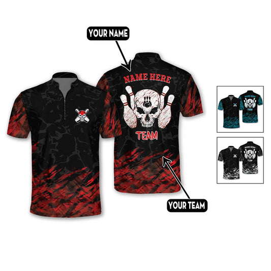 Custom Skull Bowling Jersey For Team BO0152