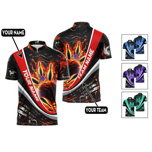 Custom Skull Flame Bowling Jersey For Team BO0154