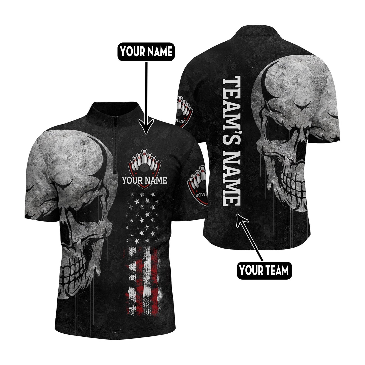 Custom Skull Bowling Jersey For Team BO0161