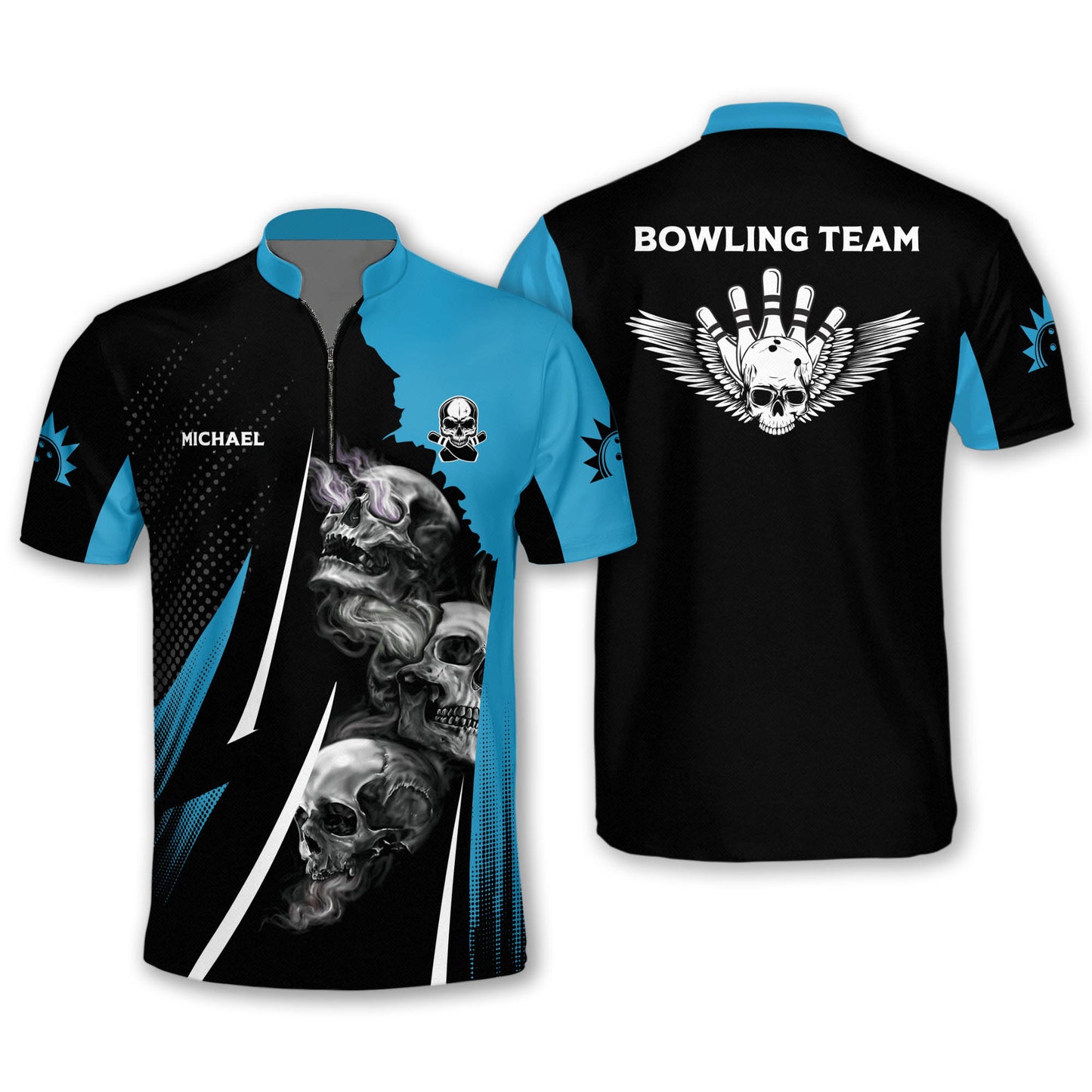 Custom Skull Bowling Jersey For Team BO0164