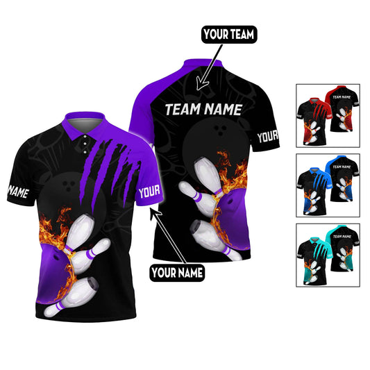 Custom Flame Bowling Polo Shirts BO0322