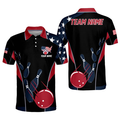 Custom Patriotic Bowling Polo Shirts BO0332