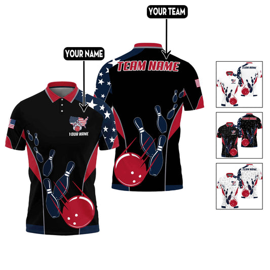 Custom Patriotic Bowling Polo Shirts BO0332