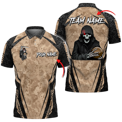 Custom Skull Camo Bowling Polo Shirts BO0334