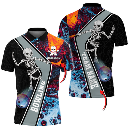 Custom Skull Flame Bowling Polo Shirts BO0336