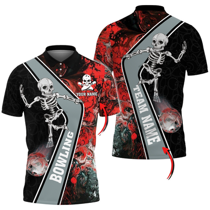 Custom Skull Flame Bowling Polo Shirts BO0336