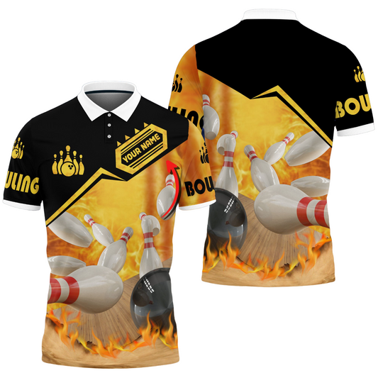 Custom Flame Bowling Polo Shirts Unisex BO0367