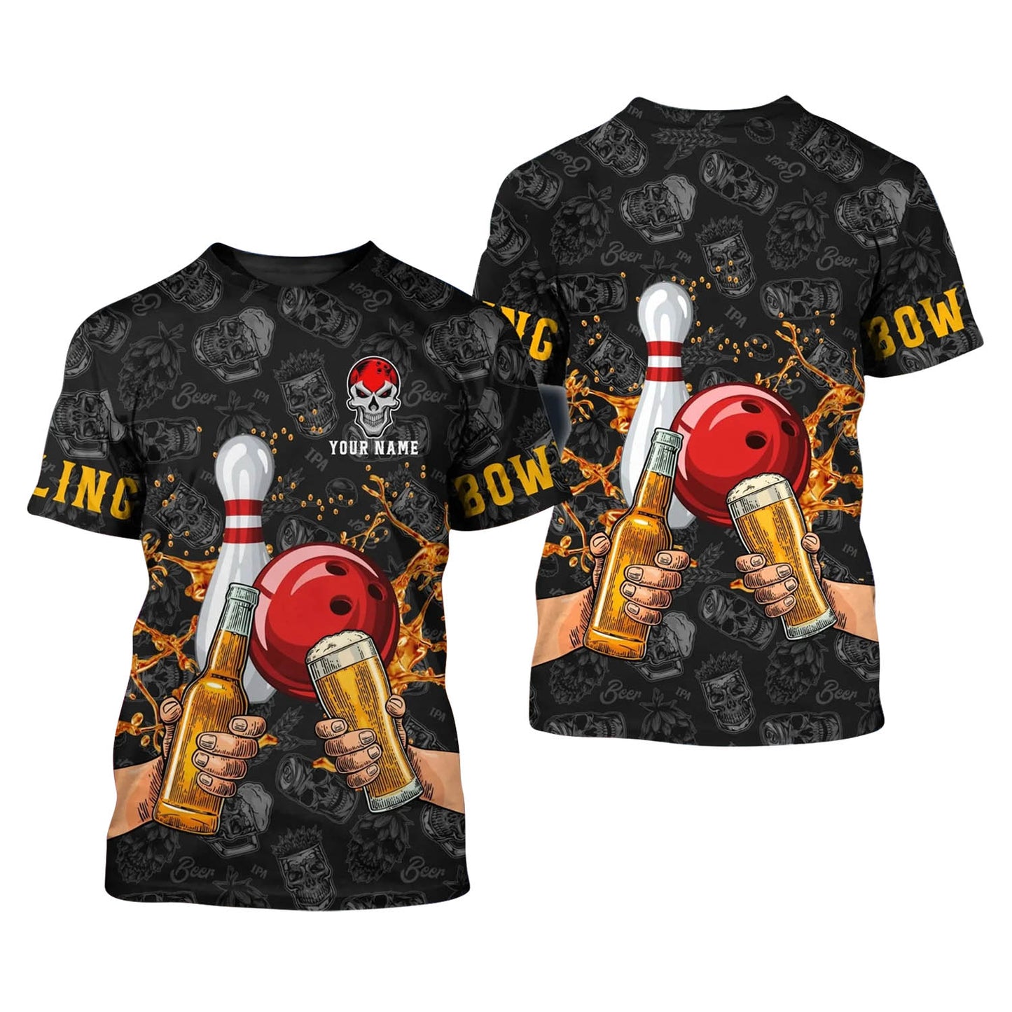 Custom Skull Beer Bowling TShirts Unisex BOT0015