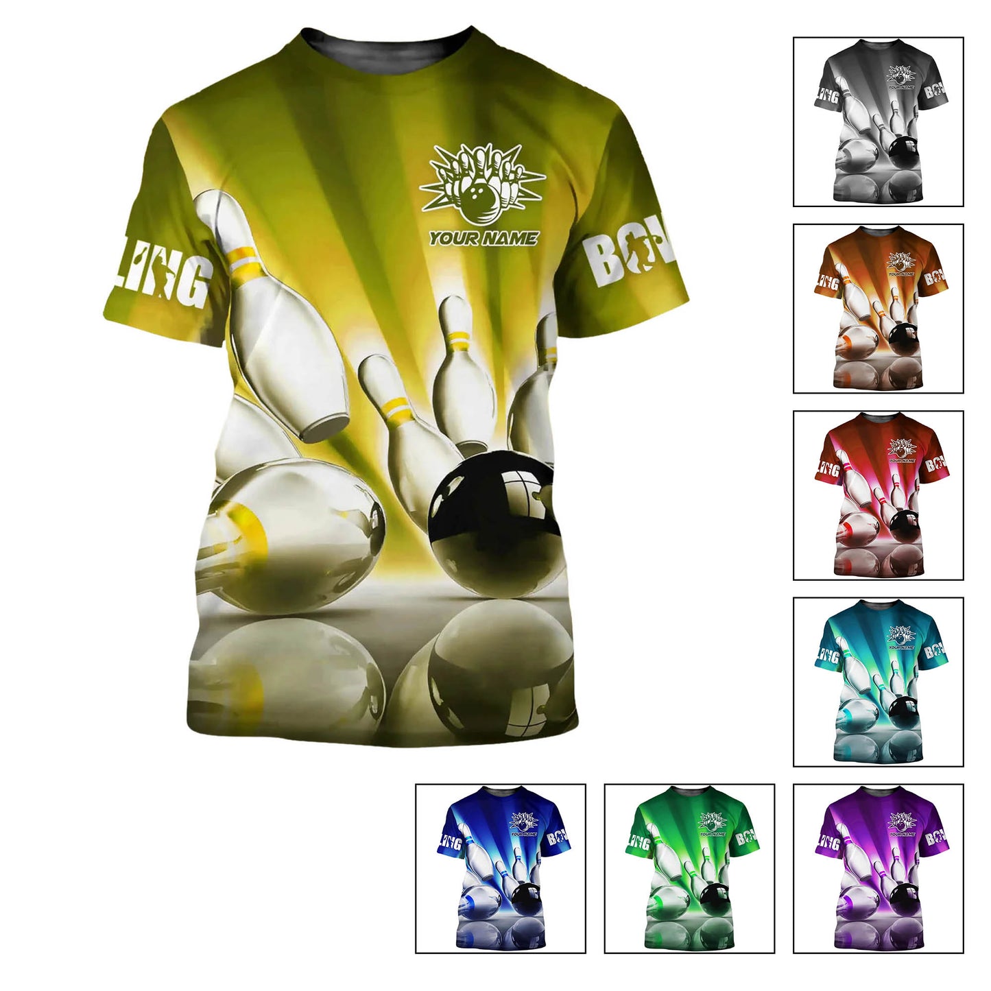 Custom 3D Bowling Tshirts For Men Women BOT0054