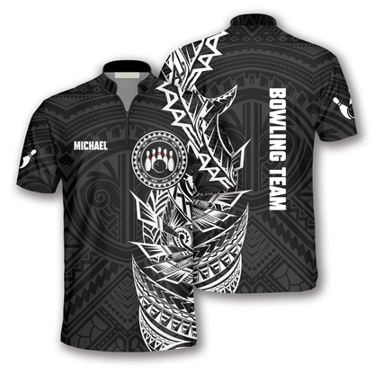 BW Multi Color Tribal Custom Bowling Jerseys for Men, Bowling in My Heart 3D Jersey Shirt SO0541