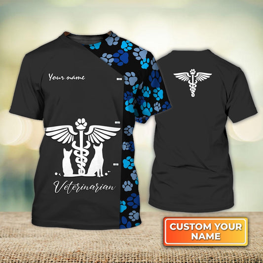 Customized 3D Veterinarian Shirt Veterinarian Paw Dog Veterinarian Uniform Blue TO1316