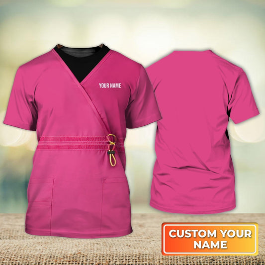 Love Nursing Nurse Life Registered Nurse Uniform Pink Personalized Name 3D Tshirt TO1794