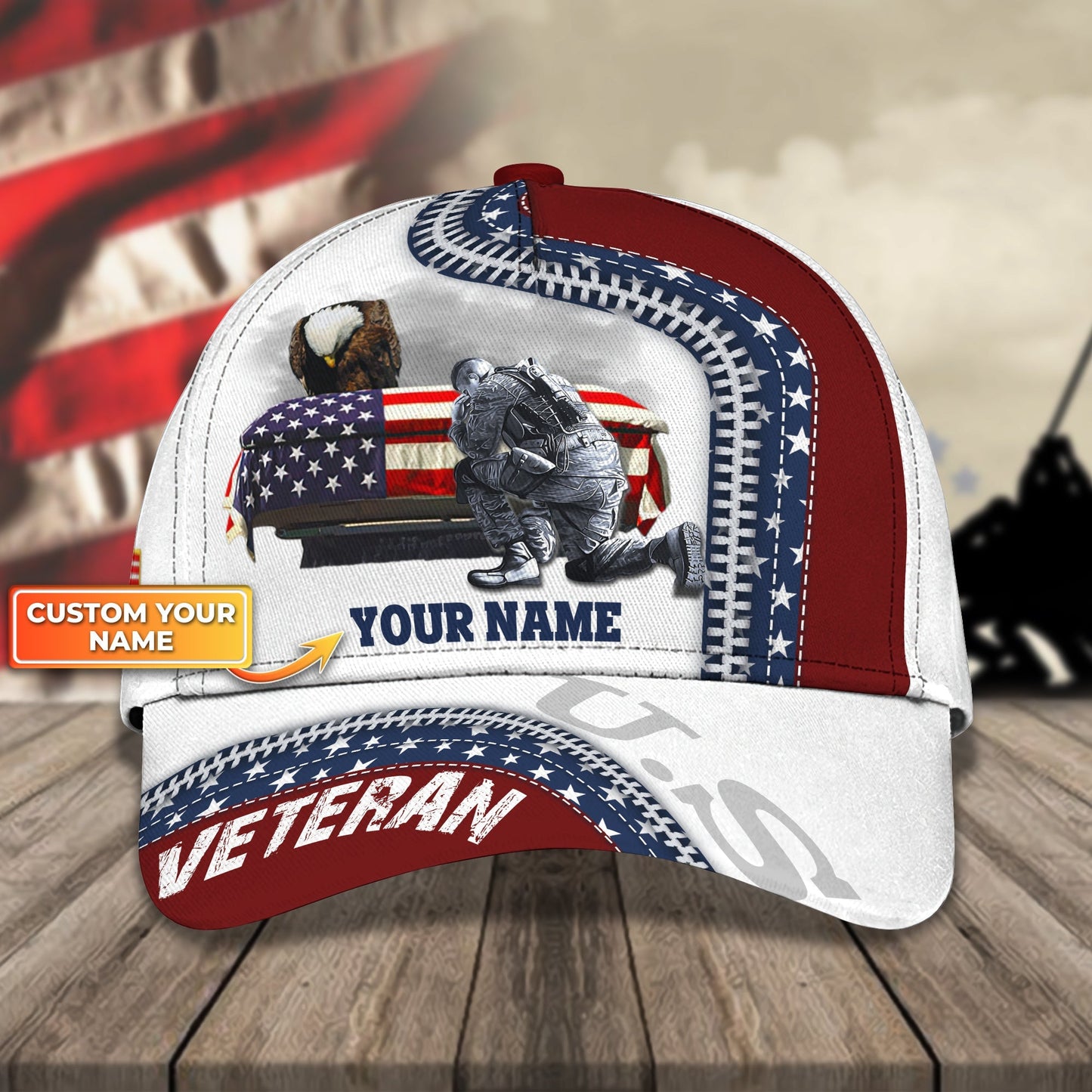 3D Classic Cap Veteran Personalized Name Cap Lasfour CA2061